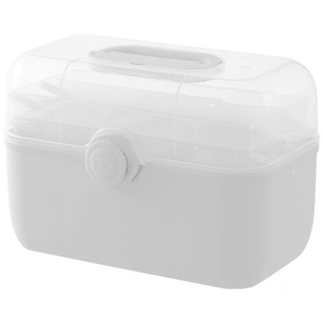 Boîte à pharmacie en plastique multicouche – Grande capacité – Blanc nacré – Avec boîtes amovibles (1/3)