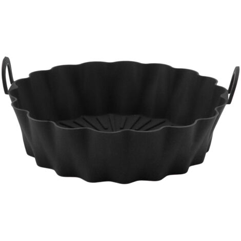 Plateau rond en silicone pour friteuse à air – 7,5 pouces – Résistant à la chaleur – Noir (1/5)