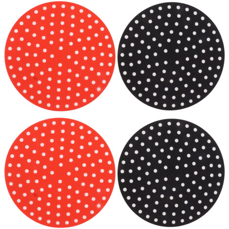 Lot de 4 tapis ronds en silicone haute température – 20 cm – 2 rouges + 2 noirs (1/5)