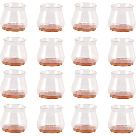 Lot de 16 protections transparentes pour pieds de chaise – Rond grand format – Antidérapantes et anti-bruit