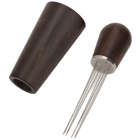 Distributeur de poudre de café à aiguilles – Manche en bois – 8 aiguilles avec base – Noir