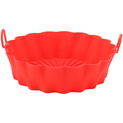 Plateau rond en silicone pour friteuse à air – 7,5 pouces – Résistant à la chaleur – Rouge