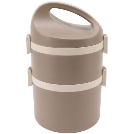 Boîte à lunch isotherme en acier inoxydable – 2 niveaux – Marron – Étanche et portable