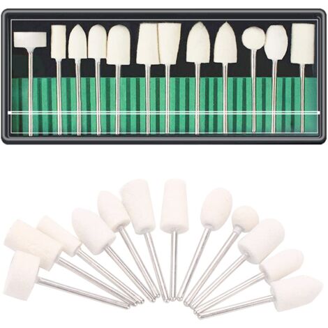 Têtes de Polissage, 12 PCS Roue de Polissage en Laine, Accessoires de Polissage de Meule de Polissage avec Tige Métal Pour Accessoires Dremel Outils Rotatifs