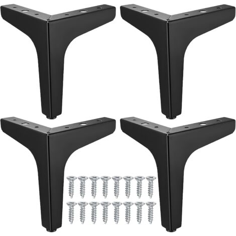 Pieds de meubles en métal de 10 cm, lot de 4, pieds trépied pour meuble TV ou armoire, finition noir mat (1/4)