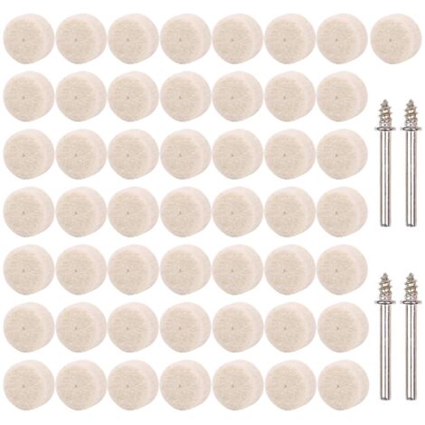 Têtes de Polissage, 50 PCS Roue de Polissage en Laine, Accessoires de Polissage de Meule de Polissage avec Tige Métal Pour Accessoires Dremel Outils Rotatifs