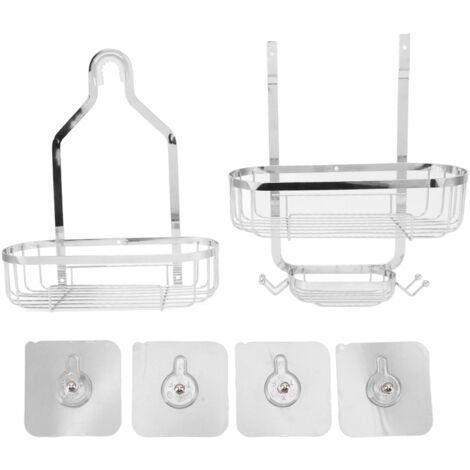 Panier de salle de bain mural en métal et fer, 2 niveaux, sans perçage, accessoires de salle de bain, électroplaqué