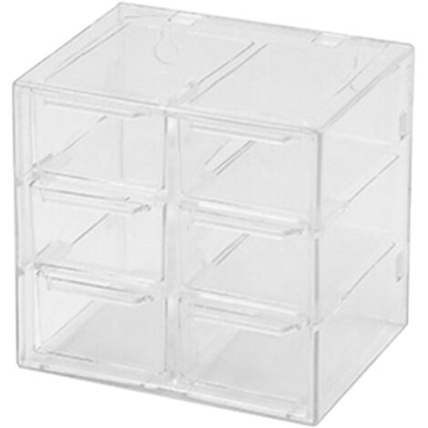 Boîte de rangement à compartiments en plastique transparent anti-poussière pour bijoux, colliers et loisirs créatifs (6 compartiments)