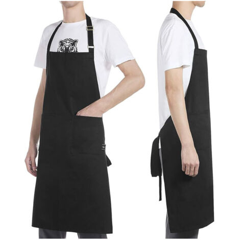 Tablier de cuisine noir avec poches – Tablier de chef pour usage quotidien (1/5)