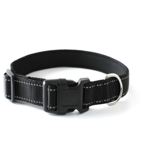 Lot de 2 colliers réfléchissants en nylon pour chiens de grande taille – Noir – Taille M