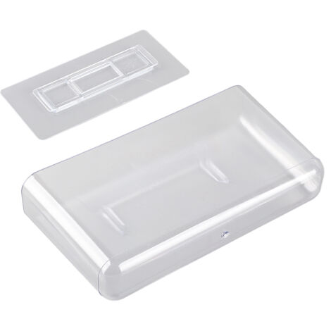 Bac de rangement adhésif transparent en plastique, support de rangement mural flottant, organisateur de bureau pour chambre et salle de bain, taille L