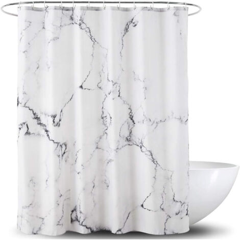 Rideau de douche en tissu gris galet à texture décorative, imperméable et anti-moisissure – 180 × 180 cm