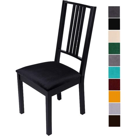 Lot de 4 housses de chaise extensibles en velours doux – Protection élégante – Couleur noire