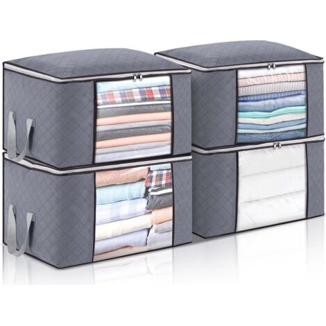 4 Pièces 90L Grand sac de Rangement Pliable Sac de rangement gris Foncé (1/5)