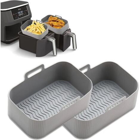 2 Pcs. Heißluftfritteuse Panier De Silicone Accessoires De Remplacement, Friteuse Airfryer De Silicone Grille De Remplacement Luftfritteuse Silikonkorb Ustensiles De Cuisine Ofenzubehör, Gris