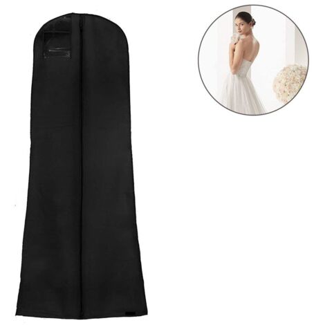Respirant Sac Housse de protection pour Robes de mariée Robes de soirée, Costumes, Manteaux Anti-Poussière robe de Mariée Sac noir 180 cm
