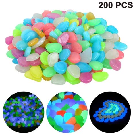 200 Morceaux de Multicolore Leuchtsteine, Cailloux Lumineux Fluorescents de Pierres pour Aquarium du Jardin d'Enfants à la Décoration (Multicolore)