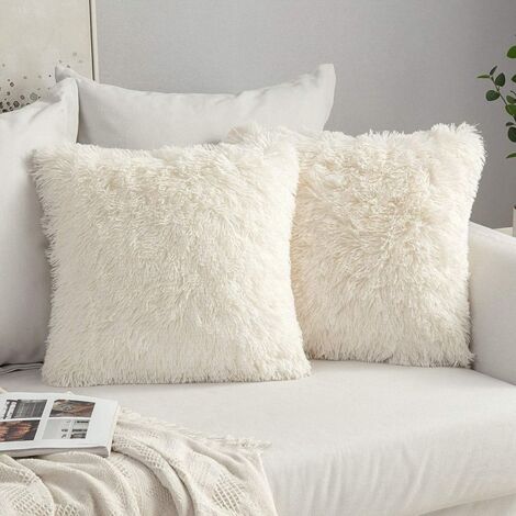 Lot de 2 Moelleux en fausse Fourrure Oreiller Soft Artificiellement Fourrure Throw Taie d'oreiller Moelleux en Fourrure Fellkissen Décoratifs, Coussins Oreillers Cas pour Canapé Chambres à coucher 43x