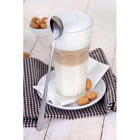 Longdrinklöffel 6 pièces, longue Cuillère 19 cm, Latte Macchiato à la Cuillère, de Yaourts, de Cocktail, acier Inoxydable poli, résistant au lave-vaisselle (Argent)