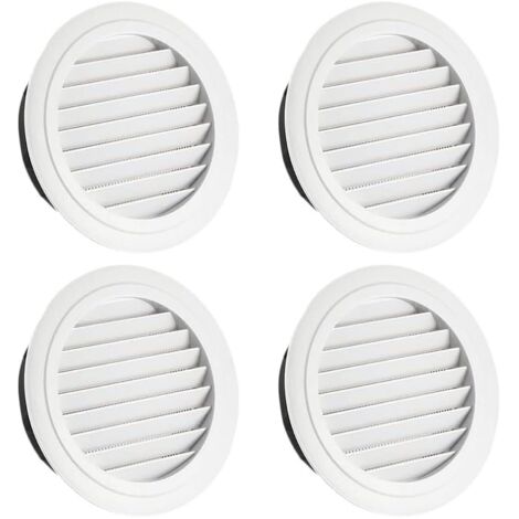 4 Pièces Grille Ventilation, Grille Aeration 100mm, Grille de Ventilation, Grille Aeration Ronde, Grille de Ventilation Ronde, Grille D'aération Extérieure Protection Contre les Lnsectes Blanc