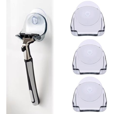 3 x Porte Rasoir Douche, Support Rasoir Douche, Support Rasoir avec Ventouse, Porte Rasoir, Porte Rasoir Douche Ventouse, Razor Holder for Shower, Support de Rasoir Douche en Pp, Gris, 5,2x4,2cm