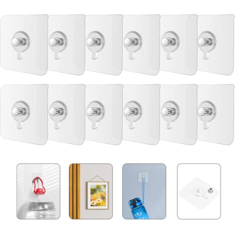 Fixation Murale Sans Percer, 12PCS Attache Cadre Sans Percer, Attache Cadre Adhésif Crochets, Accroche Murale pour Accroche Cadres Photo Art Mural Décorative, San Trou San Endommager
