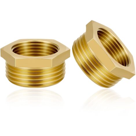 2 Pièces Réducteur en Laiton Adaptateur, 1/2 "Femelle à 3/4" Mâle Filetage en Laiton Douille Hexagonale Connecteur de Réduction, Réducteur Femelle Mâle, pour la Conversion de Tuyau (1/5)