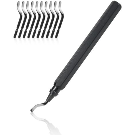 Outil D'ébavurage Manuel, 1 Manche en Métal + 11 Lames BS1010 HSS Lames D'ébavurage Rotatives en Métal à 360° pour Tuyaux D'impression 3D, Plastique, Aluminium, Cuivre, PVC et Acier (1/5)