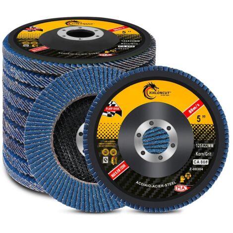 Disque à Lamelles, Lot de10 Disque Lamelles 125MM Abrasif Meuleuse Grain, Disques à Lamelles de Qualité Professionnelle Grain 40/60/80/120, Disque de Ponçage à Compartiments pour Meuleuse