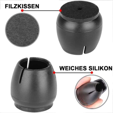 40 Pièces en Caoutchouc Stuhlbeinkappen, Feutre, Caches de protection pour les Pieds de chaise, noir Stuhlbeinschutz, Stuhlsocken, résistant aux rayures (12-16 mm)