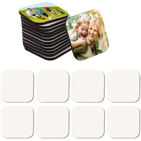 16 Pièces Aimants Blanc de Sublimation, 5x5cm Aimants Refrigerateur Blanc pour Tableau, Bureau, Calendrier, Cuisine, Maison, Décoration Murale -Carré