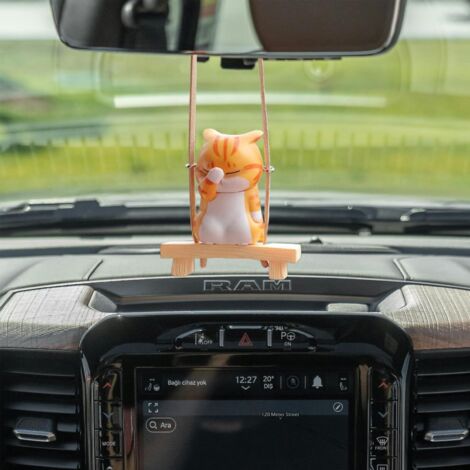 Mignon Chat Ornement de Voiture, Accessoires pour Voiture Chat Décoration de Pendentif de Voiture pour Rétroviseur de Voiture Intérieur Accessoires (1/5)