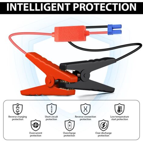 Pinces Crocodiles Pour Batterie - Connecteurs à Dégagement Rapide - Fil 30cm - Pour Voiture, Camping, Bateau