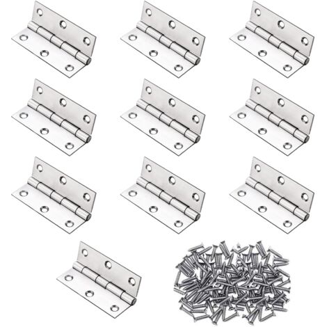 Charnière Inox,Charnière Porte,Charnières à Roulement,10PC 5534mm Paumelle,Charnière Plate,Charnière Invisible,Charnieres Meubles Pliantes,Avec 62PC Vis Pour La Maison Meubles Matériel Porte Tiroir (1/5)