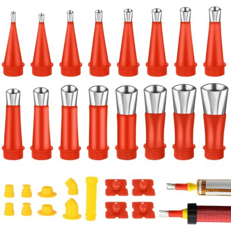 Acier Inoxydable Calfeutrage Buse Applicateur, 29PCS d'outils de Buse en Caoutchouc Intégré Universel, Buse de Pistolet à Calfeutrer Outil de Calfeutrage pour Cuisine, Salle de Bain (1/5)