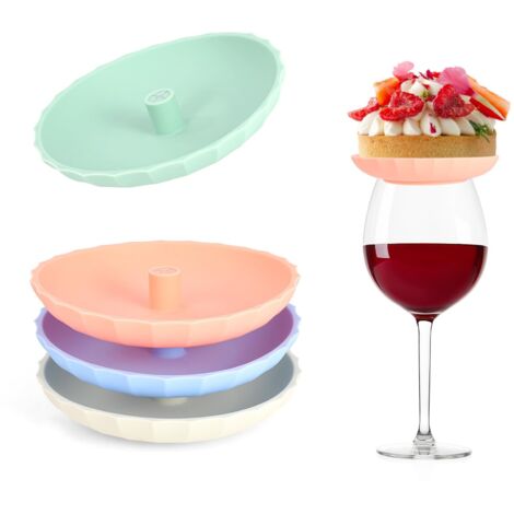 4pcs Wine Glass Topper en Silicone, Couvercles avec Fente Paille pour Tasse Réutilisable, Dessous de Verres à Vin pour Apéritifs Desserts Charcuterie Restaurants Maison Soirées Décoration