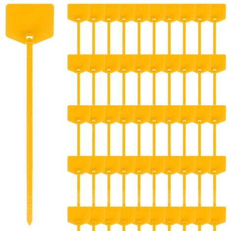 Lot de 50 étiquettes d'expédition en plastique, 120mm/4.78in étiquettes imperméables inscriptibles avec sangle d'étanchéité, étiquette d'attache de câble pour clés, bagages, logistique