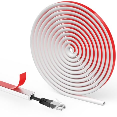 2m Auto-adhésif Cache-câble Sol, Goulotte Passe Cable Décorative pour Bureau Maison - 14mm(Largeur) x10mm(Hauteur) - Blanc