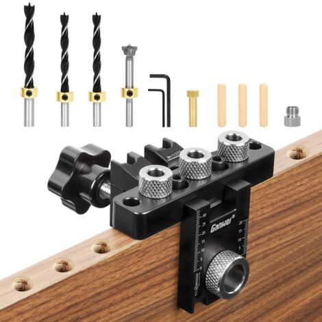 8/10/15 mm Gabarit De Percage, Kit de gabarit 3 en 1 de poche, kit de guide de percage réglable, Outils de Menuiserie, Gabarit de Goujon, pour le travail du bois