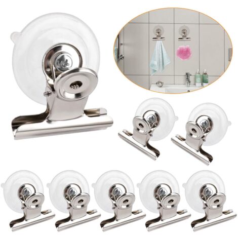Lot de 8 ventouses rondes en plastique avec clip en acier inoxydable réutilisables pour cuisine, salle de bain, bureau