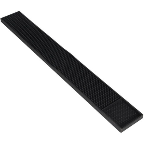 Tapis de séchage en silicone noir antidérapant pour bar et cuisine, résistant à la chaleur – 60 × 8 cm
