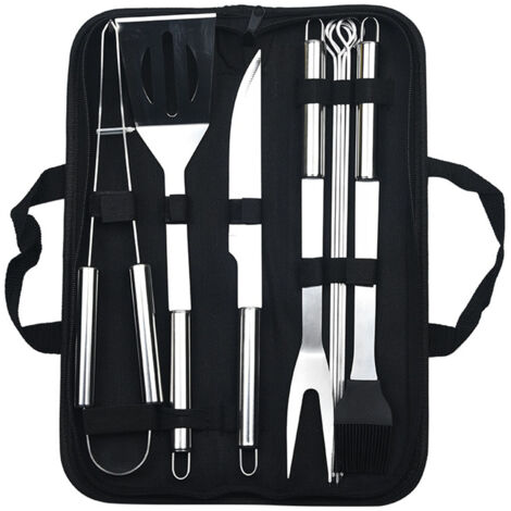 Ensemble de 9 ustensiles de barbecue en acier inoxydable avec sac de rangement, grillades outdoor