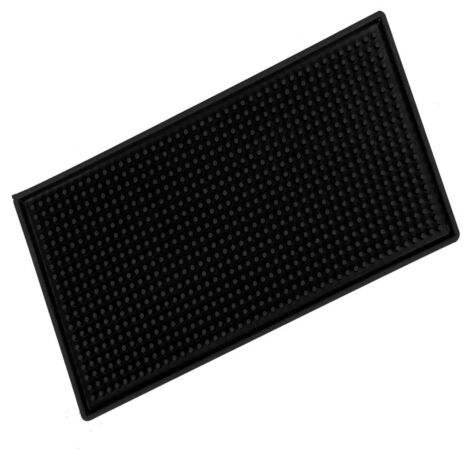 Tapis de séchage en silicone noir antidérapant pour bar et cuisine, résistant à la chaleur – 30 × 15 cm