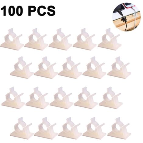 Clips De Câbles Support De Câble Auto-Adhésifs Vielzwecke De Câbles Cable Organizer, Set De 100 Pièces Réglable Presse-Étoupes Réglable Adhésif En Nylon Fil De Bornes (1/5)