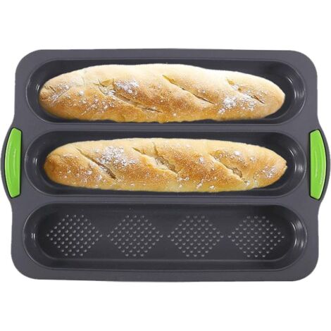 Anti-adhésif Baguetteform en Silicone pour la Cuisson de Pain, 3 Wellenbrot, Design, idéal pour les Toasts et Sandwichs.