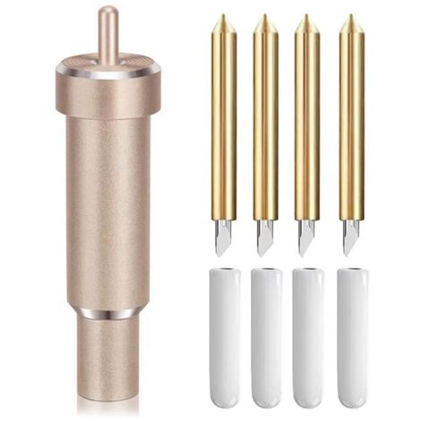 4 Pièces Lame de Rechange et Boîtier de Coupe Profonde pour Cricut Explore Air 2/3, pour Couteau Cricut Maker 3, Deep Cut Lame 30/60 Degrés, Profond Lame Mousse Chipboard Outil de Coupe en Cuir(Or)