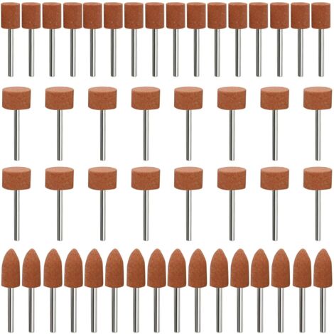 Lot de 48 embouts abrasifs en corindon pour Dremel, tige de 1/8" pour meulage, polissage, ébavurage, pour une utilisation sur les pierres précieuses, le verre, le métal et le bois