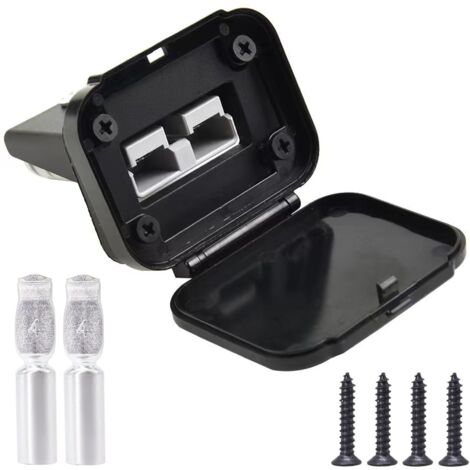 Anderson Connecteur 120 A, base de panneau mâle compatible avec fiche Anderson, pour voiture, camping-car, caravane, moto, bateau (noir)