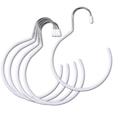 Cintre d'Écharpe Rond 5 Pièce Porte Ceintre Porte Foulard Porte Chapeau Cintre Cravate Porte Cravate Cintre Foulard Anneaux Rangement Foulard Crochets Anneaux Suspendus Porte Écharpe,Blanc