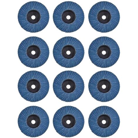 Lot de 12 disques abrasifs à lamelles, 75 mm, grain 40/60/80/120, pour métal, acier, bois, meuleuse d'angle de 3", bleu